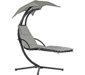 Mecedora de jardín colgante con dosel crudo 190x105x205 cm