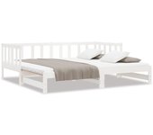 Sofá cama nido sin colchón madera maciza blanco 90x190 cm