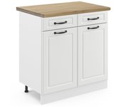 Vicco mueble bajo de cocina r-line, blanco casa de campo, 80 cm , et roble