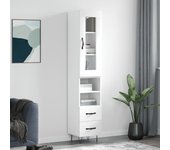 Aparador alto | aparador de comedor | armario de cocina madera contrachapada blanco 34,5x34x180 cm cfw15542
