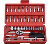 Juego de puntas de vaso de 46 piezas con trinquete reversible para reparaciones de automóviles y herramientas domésticas, puntas de vaso y llave mét