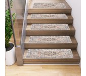 Paquete de 5 alfombrillas antideslizantes para escaleras, alfombras, peldaños de escalera, alfombrillas para escaleras con borde, 76 x 20 cm