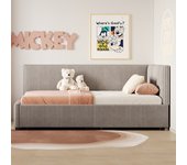Cama tapizada, sofá cama 90*200 cm, con 2 cajones grandes, tejido de terciopelo agradable a la piel, rosa