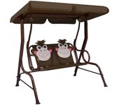 Vidaxl banco balancín para niños tela marrón 115x75x110 cm