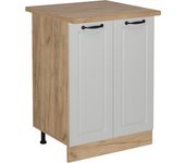 Vicco mueble bajo de cocina r-line, blanco casa de campo, 60 cm , et roble