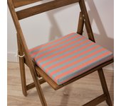 Cojín para asiento acolchado modelo maglia raya naranja y agua 40x40x5 cm