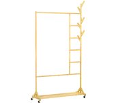 Perchero de pie de bambú con ruedas homcom 100x37x191 cm natural