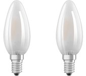 Osram base classic lampada led e14, 4 w, bianco, vetro, 2 unità, a candela