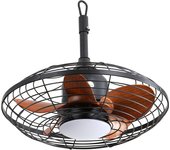 Ventilador de techo exterior suspendido de 20 pulgadas con motor dc reversible, aspas de abs, cuerpo negro, led 18w