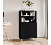 Aparador alto | aparador de comedor | armario de cocina madera contrachapada negro 60x36x110 cm cfw96654