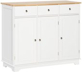 Aparador de cocina homcom mdf, madera de caucho blanco 101x40x85 cm 835-511wt