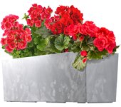 Kadax macetero de plástico con inserto, macetero para balcón, resistente a la intemperie, rectangular, para exterior, gris, diseño de hormigón