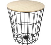 Mesa auxiliar de salón tablero mdf cesta metal negro meista para café 38,5x42cm