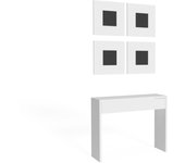 Buyqualia recibidor entrada con consola de un cajón y cuatro espejos con marco (blanco)