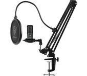 Kit microfono phoenix streamcast pro gaming conector usb - brazo articulado - filtro antipop y montura antivibración