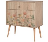 Mesita de noche city trio tulip sonoma roble 80x89x40 cm