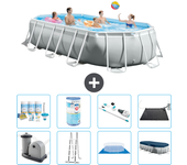 Paquete de piscina - intex - oval - 503x274x122 cm + accesorios a2590