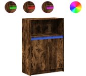 Aparador | aparador de comedor | armario de cocina con led madera ingeniería roble ahumado 72x34x100 cm cfw34826