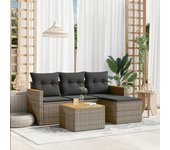 Juego de sofás jardín con cojines 5 piezas | conjunto de jardín de ocio | set de comedor de jardín ratán sintético gris cfw279717