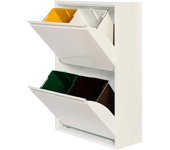 Wellhome cubo de basura y reciclaje metálico de 4 compartimentos de 17l cada uno - 68l blanco mate