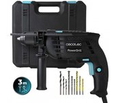 Cecotec taladro eléctrico percutor powerdrill 850 easyadjust. 850w, 46000 impactos por minuto, 4800 rpm, cable extralargo 3m, mandril portabrocas