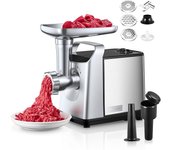 Picadora carne 1500w, acero, 3 placas+embutidora, 1.5kg/min