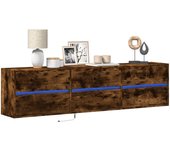 Maison exclusive - mueble de tv de pared con led roble ahumado 180x31x45 cm