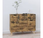 Aparador | aparador de comedor | armario de cocina de madera de ingeniería roble ahumado 90x30x72 cm cfw12772