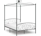Estructura de cama con dosel de metal gris, 140 x 200 cm