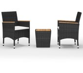 Mesa y sillas jardín 3 pzas ratán sintético madera acacia negro