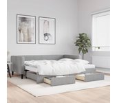 Maison exclusive - sofá cama nido con cajones tela gris claro 90x200 cm