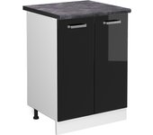 Vicco mueble bajo de cocina r-line, negro brillo intenso, 60 cm , et antracita