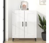 Aparador | aparador de comedor | armario de cocina de madera contrachapada blanco brillante 69,5x34x90 cm cfw89469