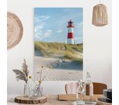 Lienzo cuadro en lienzo bastidor impresion en lienzo azul playa mar dunas de arena faro marítimo 55 dormitorio salón pasillo 40 x 60 cm