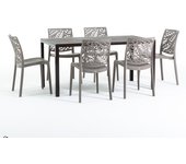 Conjunto de jardín mesa thomas moca + 6 sillas dafne tórtola