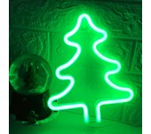 Árbol de navidad de neón panel de noche con forma de árbol de navidad panel de arte de pared led con luz de noche colgante a pilas para el hogar