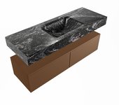 Mondiaz alan-dlux 130cm mueble de baño rust 2 cajones. con lavabo cloud centro sin orificios color lava