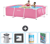 Paquete de piscina - intex - rectángulo - 220x150x60 cm + accesorios cb125