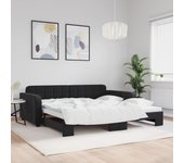 Tumbona con cama nido negra 100x200 cm terciopelo