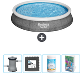Paquete de piscina - bestway - alrededor - 396x396x84 cm + accesorios cb72