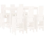 Set de mesa y taburetes altos jardín 7 pzas madera pino blanco