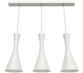 Lumicom | jaqueline lineare lámpara pendiente, 3x e27, max 42w, metal, blanco/hoja de plata, l.90cm x h.45cm