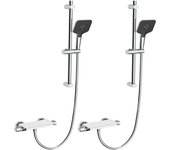 2pcs lonheo max elegante set de ducha con estante y teleducha de 3 funciones, columna de ducha termostática cromada con grifo monomando 38°c