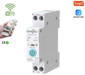 Disyuntor wi-fi, disyuntor inteligente tuya con control de voz y temporizador, compatible con alexa y google home (10 a, sin medidor)