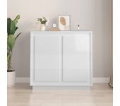 Aparador | aparador de comedor | armario de cocina de madera contrachapada blanco brillante 80x34x75 cm cfw35158