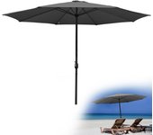 Sombrilla recta ø350cm terraza gris con protección uv, impermeable y diseño elegante