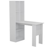 Mesa de oficina con librería-escritorio en melamina color blanco, 120x50x150cm - diseño versátil y funcional