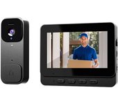 Timbre con video llavero inalámbrico linkcarol 1080p hd con pantalla de 4,3 pulgadas, cámara de vigilancia, visión nocturna y captura automática.