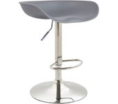 Taburete de bar asiento regulable en altura y giratorio en plástico gris patas tulipa en metal cromado con reposapiés 10_0000381