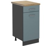 Vicco mueble bajo de cocina r-line, gris azulado, 40 cm , et roble